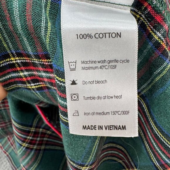 The Bella Bean Tartan Shirt Womens Green Red Plaid Button Front Top Size M - Picture 6 of 10